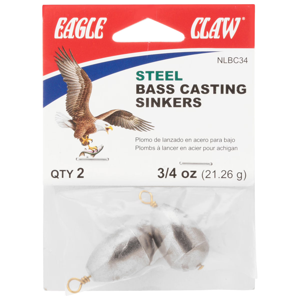Eagle Claw STEEL Bass Casting Fishing Sinkers 3/4oz, 2 per pack NO LEAD-Eagle Claw-Awesome Adventures Colorado