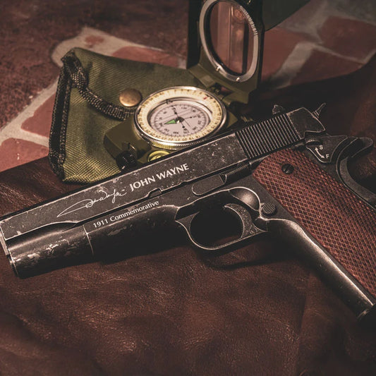 John Wayne 1911 Metal CO2 BB Air Pistol Brown Grips 18x BB Mag 0.177 Cal-Air Venturi-Awesome Adventures Colorado