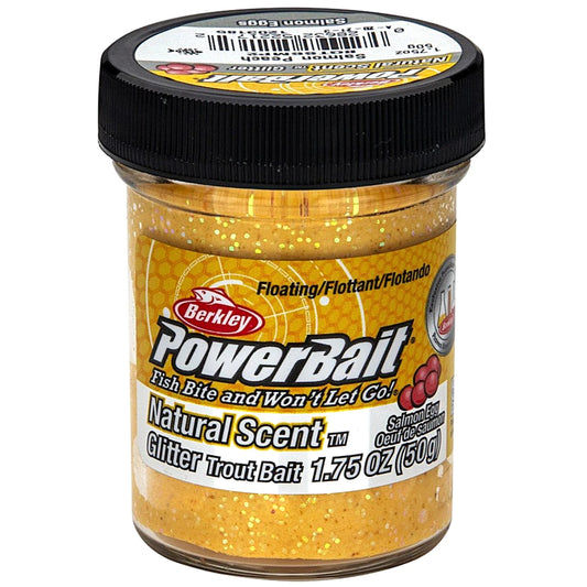 Berkley PowerBait Natural Scent Glitter Salmon Egg Trout Bait 1.75oz Jar